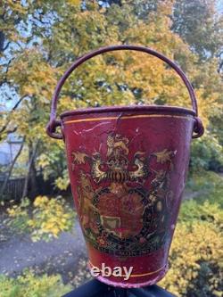 1800's Tole Metal British Fire Water Bucket