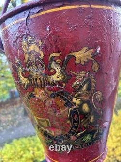 1800's Tole Metal British Fire Water Bucket