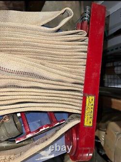 1950's Antique W. D. Allen 50' Fire Hose 12 Brass Nozzel Brooklyn Tenement