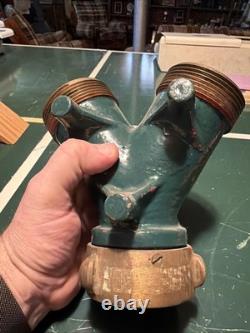 2 1/2 Thread Solid Brass Fire Hydrant Siamese Water Hose Wye Y Splitter Vintage