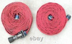 (2) 50' Fire Hose Sections with Aluminum RED HEAD Couplings & Elkhart Brass Nozzle