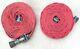 (2) 50' Fire Hose Sections With Aluminum Red Head Couplings & Elkhart Brass Nozzle