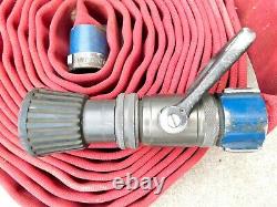 (2) 50' Fire Hose Sections with Aluminum RED HEAD Couplings & Elkhart Brass Nozzle