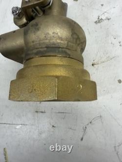 2 Brass Industrial Fire Hose Nozzle Ball Valve Flat Fan Spray NH/NST Heavy Duty