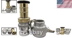 2 NPSH Brass Fire Hose Nozzle with 2 Aluminum Camlock Fittings Heavy-Duty