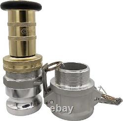 2 NPSH Brass Fire Hose Nozzle with 2 Aluminum Camlock Fittings Heavy-Duty