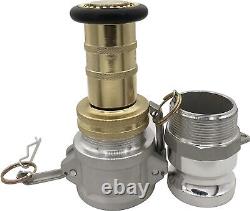 2 NPSH Brass Fire Hose Nozzle with 2 Aluminum Camlock Fittings Heavy-Duty