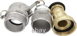 2 NPSH Brass Fire Hose Nozzle with 2 Aluminum Camlock Fittings Heavy-Duty