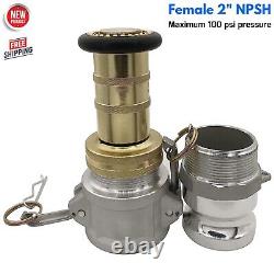 2 NPSH Brass Industrial Fire Hose Nozzle 2 Camlock Fitting Fog Nozzle Watering