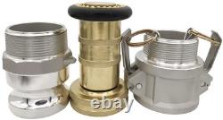 2 NPSH Brass Industrial Fire Hose Nozzle with 2 x Aluminum 2 inch Camlock Fi