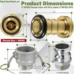 2 NPSH Brass Industrial Fire Hose Nozzle with 2 x Aluminum 2 inch Camlock Fi