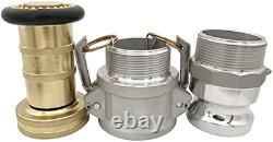 2 NPSH Brass Industrial Fire Hose Nozzle with 2 x Brass with 2x Camlocks