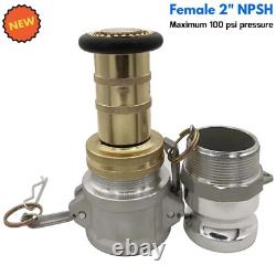 2 NPSH Threads Brass Industrial Fire Hose Nozzle 2 Camlock Fittings Fog Nozzle