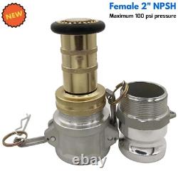 2 NPSH Threads Brass Industrial Fire Hose Nozzle 2 Camlock Fittings Fog Nozzle
