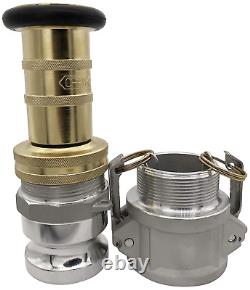 2 NPSH Threads Brass Industrial Fire Hose Nozzle 2 Camlock Fittings Fog Nozzle