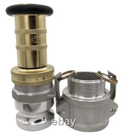 2 NPSH Threads Brass Industrial Fire Hose Nozzle 2 Camlock Fittings Fog Nozzle