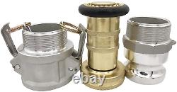 2 NPSH Threads Brass Industrial Fire Hose Nozzle 2 Camlock Fittings Fog Nozzle