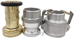 2 NPSH Threads Brass Industrial Fire Hose Nozzle 2 Camlock Fittings Fog Nozzle