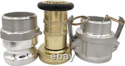 2 NPSH Threads Brass Industrial Fire Hose Nozzle 2 Camlock Fittings Fog Nozzle