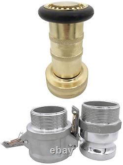 2 NPSH Threads Brass Industrial Fire Hose Nozzle 2 Camlock Fittings Fog Nozzle