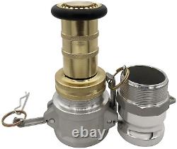 2 NPSH Threads Brass Industrial Fire Hose Nozzle 2 Camlock Fittings Fog Nozzle