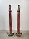 2 Vintage Underwriters Wrapped Brass Fire Hose Playpipe With Nozzle 30 Inches