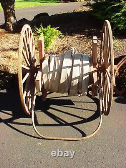 2 Wheel Fire Hose Pull Cart Reel 41 Wooden Spoke Wheels