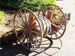 2 Wheel Fire Hose Pull Cart Reel 41 Wooden Spoke Wheels