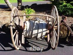 2 Wheel Fire Hose Pull Cart Reel 41 Wooden Spoke Wheels