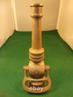 #2 of 2, VTG ANTIQUE BRASS COLT 9.5 FIRE FIGHTING HOSE NOZZLE, YOLK HANDLE