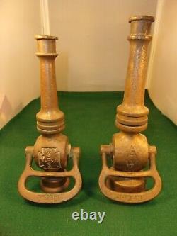 #2 of 2, VTG ANTIQUE BRASS COLT 9.5 FIRE FIGHTING HOSE NOZZLE, YOLK HANDLE