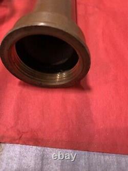 2 vintage fire hose Water nozzles with akron nozzel and 12 inch brass nozzle