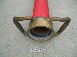 30 In. Vintage Brass Red Cord Wrapped Fire Nozzle Play Pipe With 2 Handles