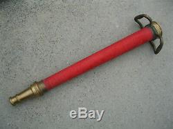30 In. Vintage Brass Red Cord Wrapped Fire Nozzle Play Pipe With 2 Handles