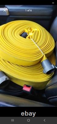 3 1 1/2 Single Jacket Wildland & Forestry Fire Hose Yellow On Top Of 6 Nozzles