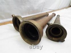 3 Early Solid Brass 10-12 Fire Fighting Hose Powhatan Nozzle Tip Firefighter