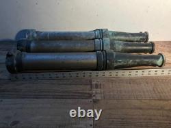 3 Large Vintage Elkhart Firehose Nozzle 23 1/2 long 1.5000 Patina Verdigris