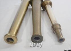 3 Vintage Brass Fire Firefighter Straight Nozzles 12, 10, 8.5