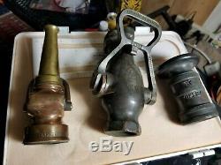 3 set Vintage Brass Fire Hose Nozzles Fireman unique collectors item obo LOOK