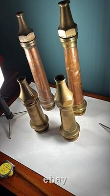 4 Vintage Copper and Brass fire hose nozzles