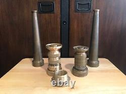 4 Vintage Fire Hose Nozzles, Elkhart And Allen Co. Super Buy