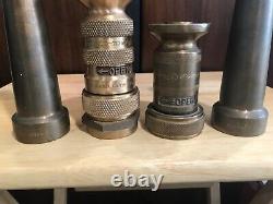 4 Vintage Fire Hose Nozzles, Elkhart And Allen Co. Super Buy