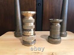 4 Vintage Fire Hose Nozzles, Elkhart And Allen Co. Super Buy