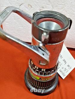 AKRON Turbojet Fire Hose Nozzle Vintage Chrome Plated Brass USA