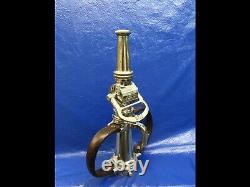 ANTIQUE AMERICAN LAFRANCE leather HDs 21/2 in. Fire nozzle. Nickel Over Brass