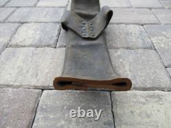 ANTIQUE FIREMAN LEATHER RIVETED FIRE HOSE 2' SECTION RARE #1 Collector Item
