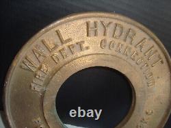 ATQ Brass Fire Department Wall Hydrant Plate Powhatan B&I Works Ranson W. VA