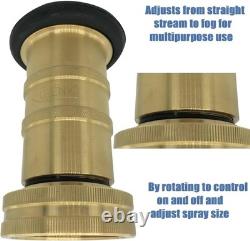 Adjustable 1-1/2 NST/NH Brass Fire Hose Nozzle for Multipurpose Use, 100 psi