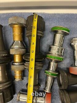 Akron Brass 1.50 Nh Huge Lot Of 10 Nozzles And Shut Offs Must See Photos