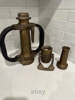 Akron Brass Vintage Fire Truck Hose Nozzle withShutoff Valve and Handles WWII Era